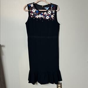 Draper James Collection black floral bead embellished trumpet dress NWT